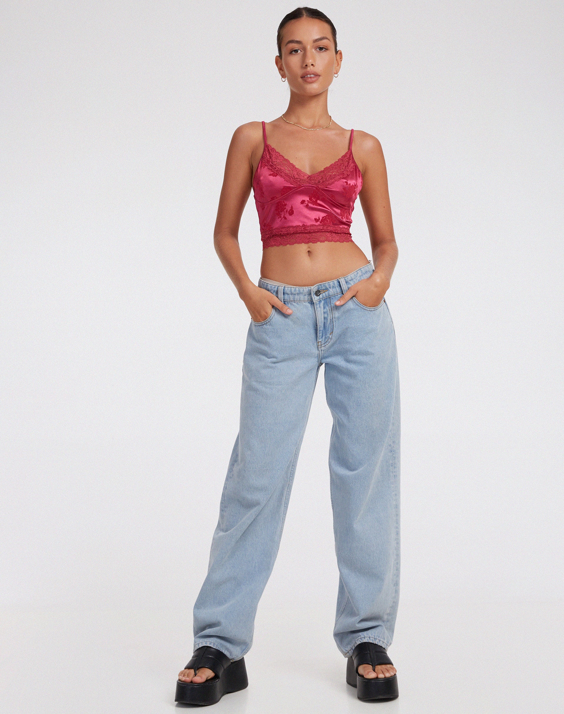 Dyrana Crop Top in Rose Flock Magenta - Awmao