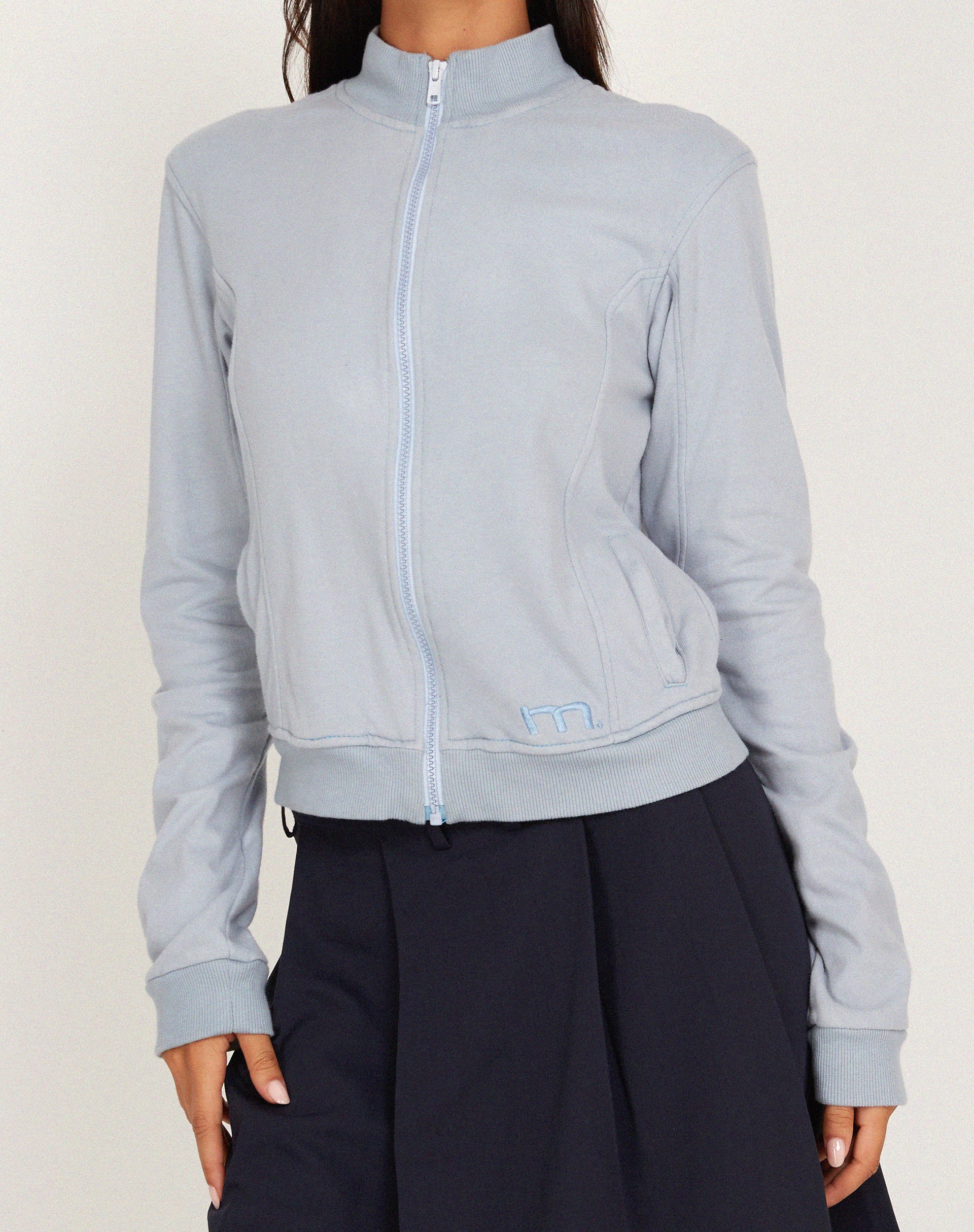 Makari Jersey Zip Up Jacket in Grey Dawn - Awmao