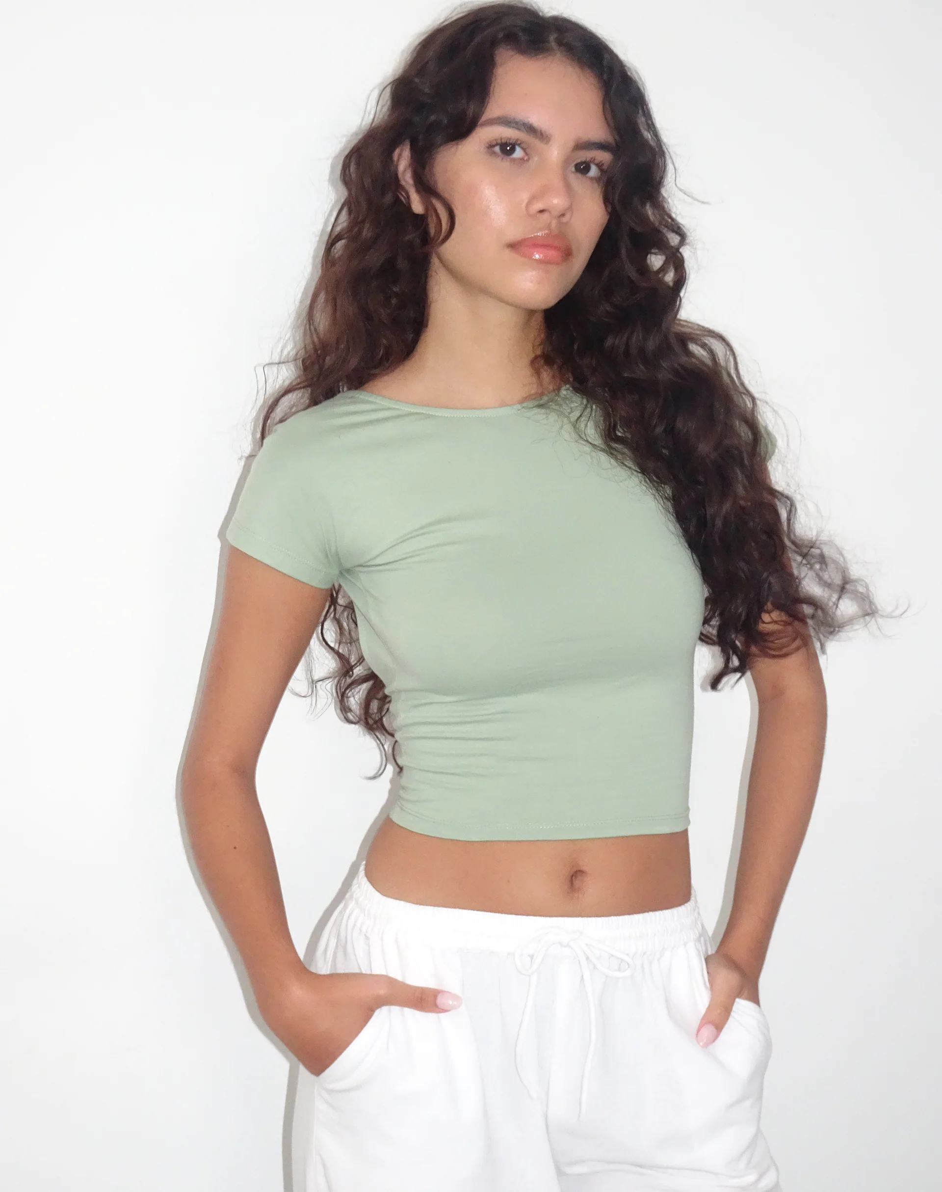 Xiwang Crop Top in Desert Sage - Awmao