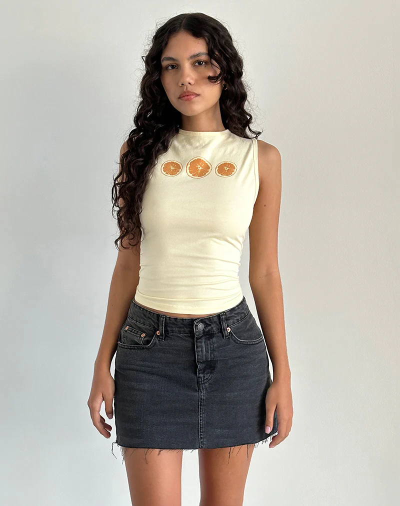 Leen Tank Top in Buttermilk Oranges - Awmao