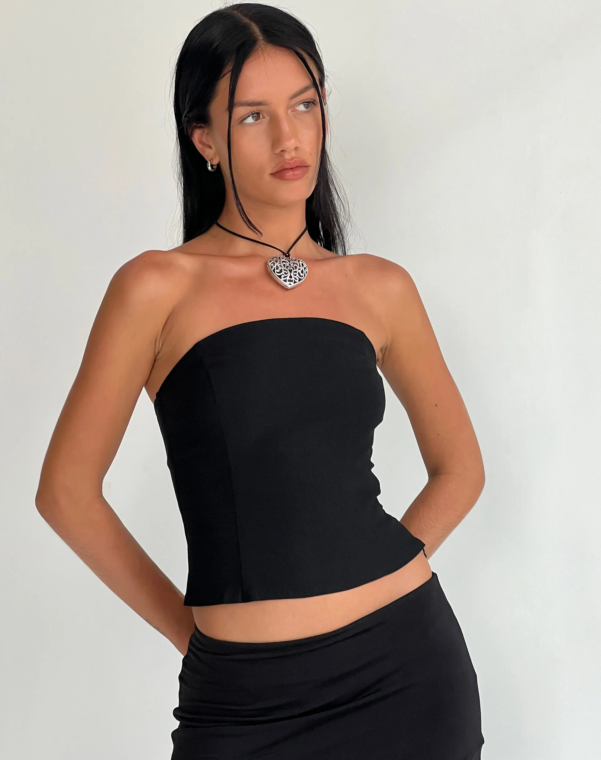 Maribaya Longline Corset Top in Black - Awmao