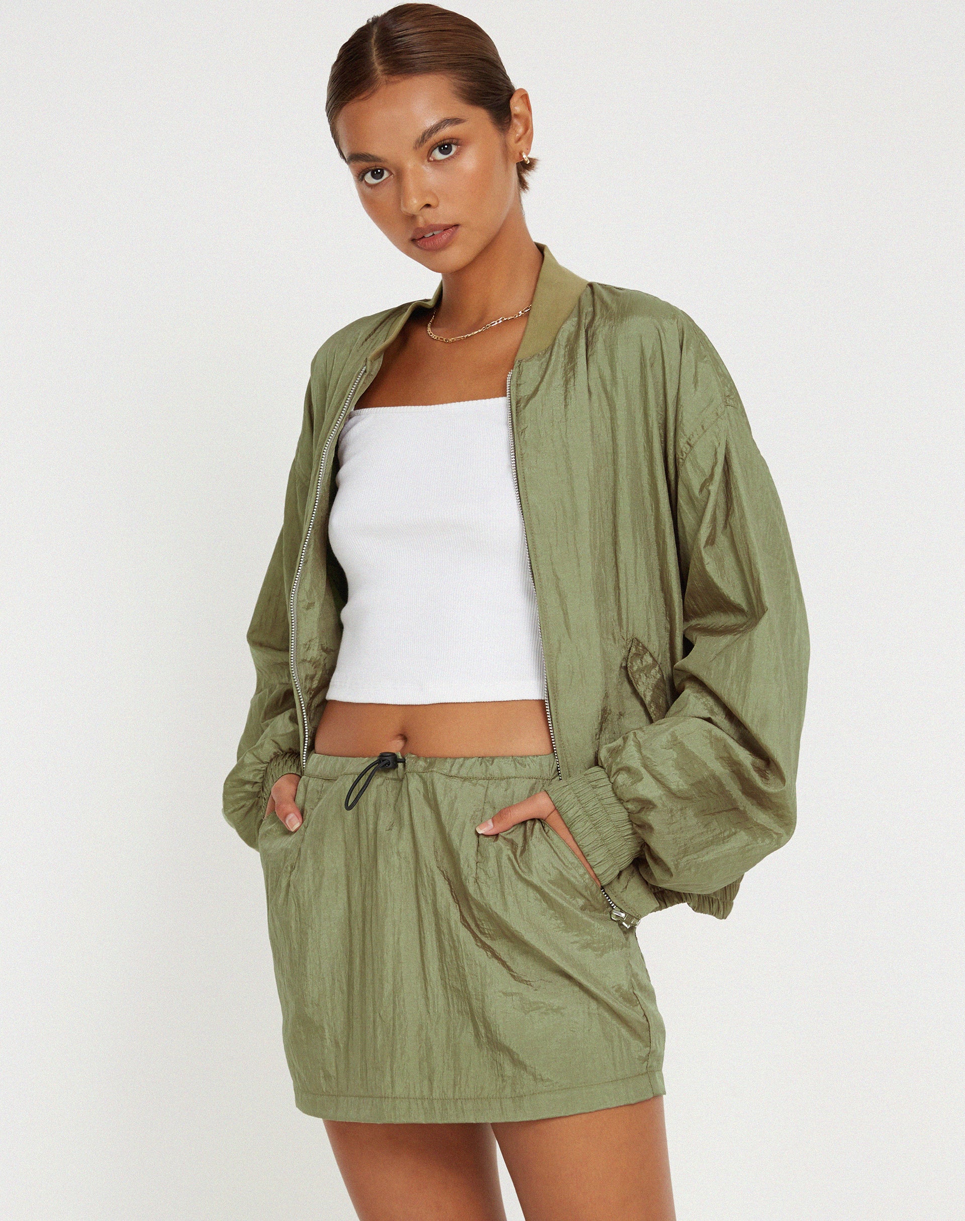 Yuu Shell Jacket in Silver Green - Awmao