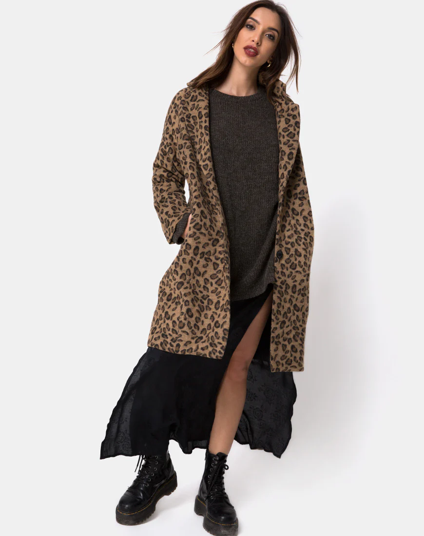 Ernest Boyfriend Coat Leopard Print Grey - Awmao