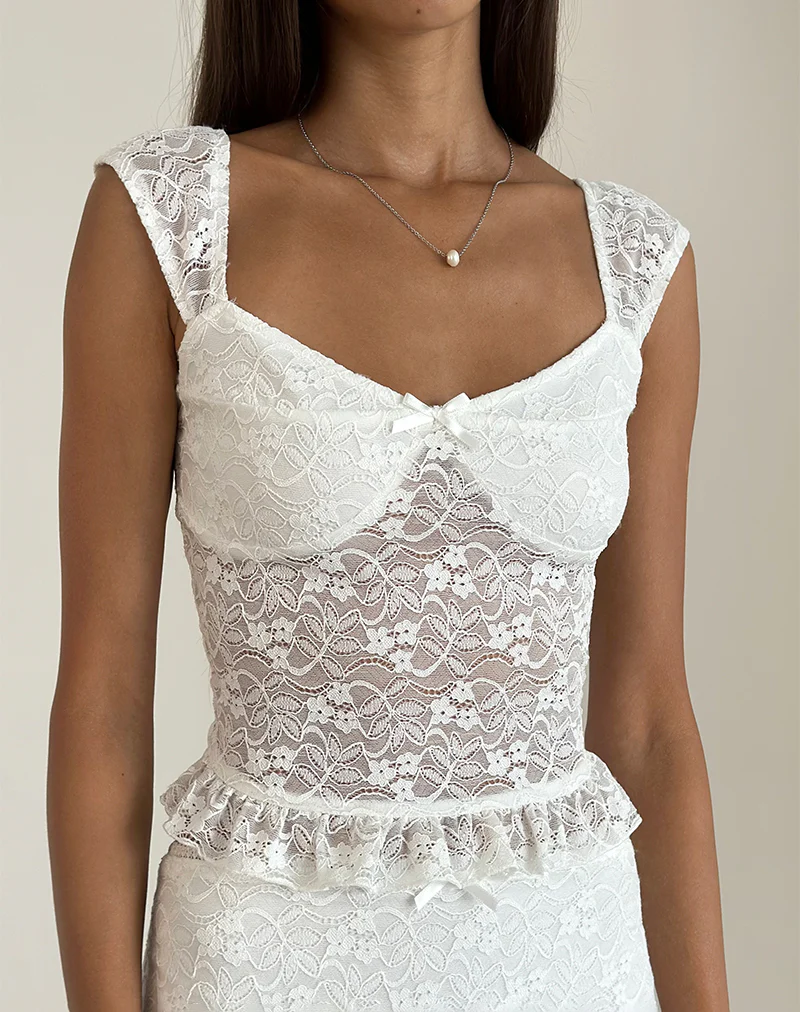 Brietta Cami Top in Lace Ivory - Awmao