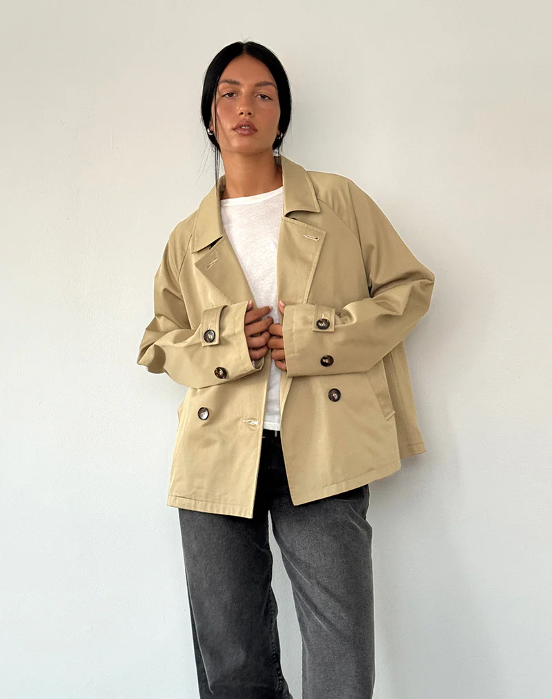 Narto Boxy Trench Jacket in Tan - Awmao