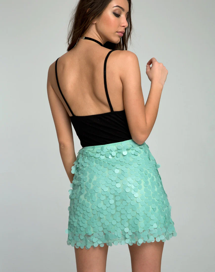 Weaver Skirt in Disc Sequin Mint - Awmao