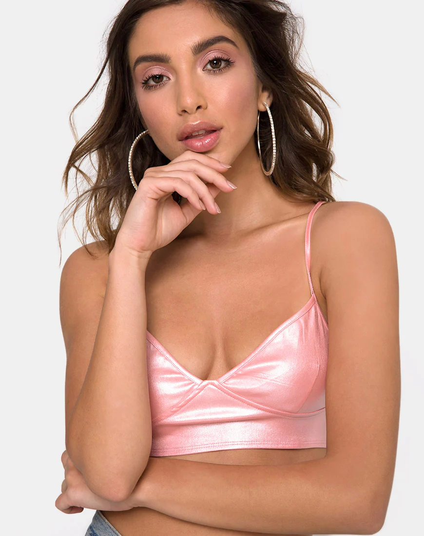 Jessie Bralet in Metallic Shimmer Baby Pink - Awmao