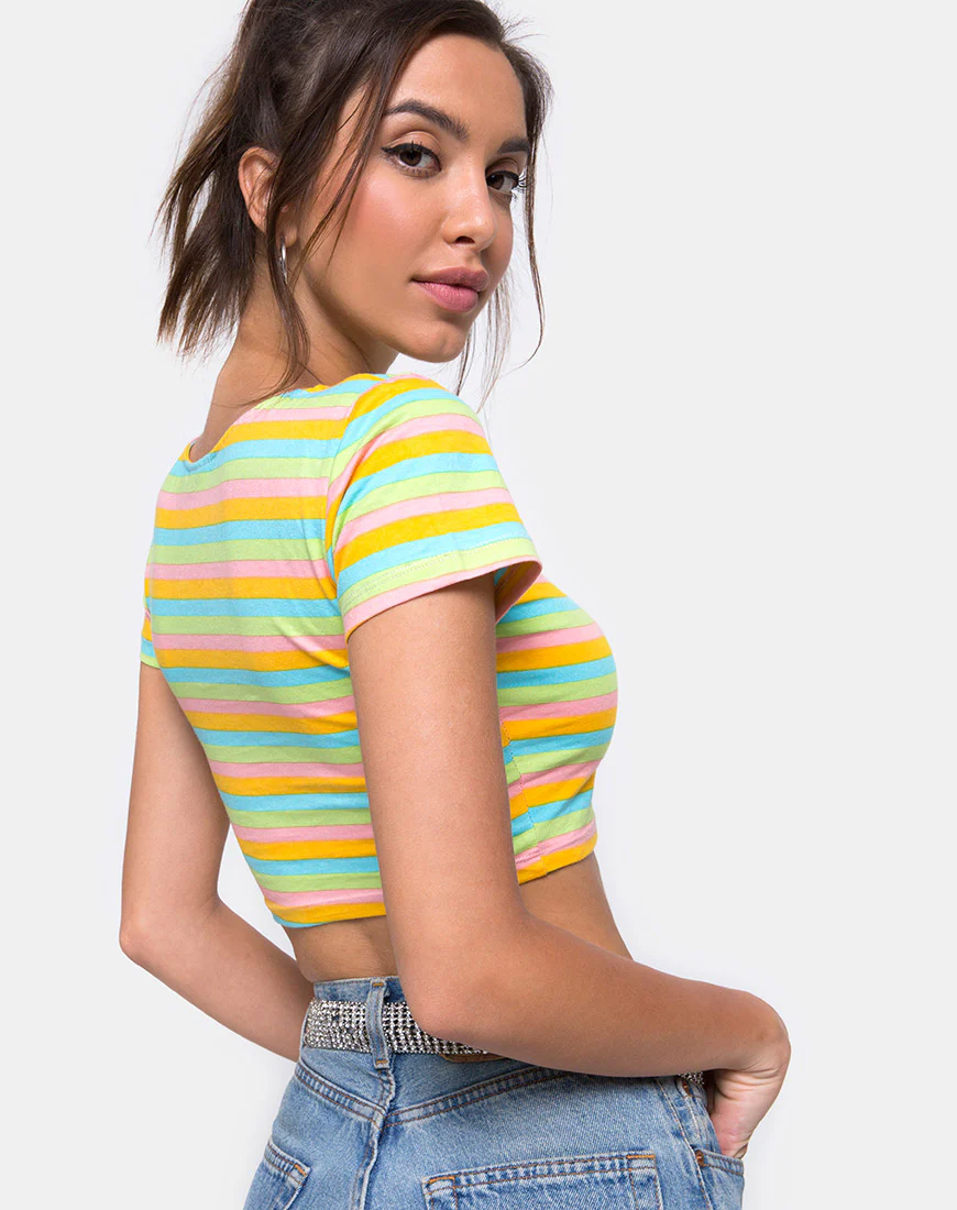 Tindy Crop Top in Sweet Stripe - Awmao