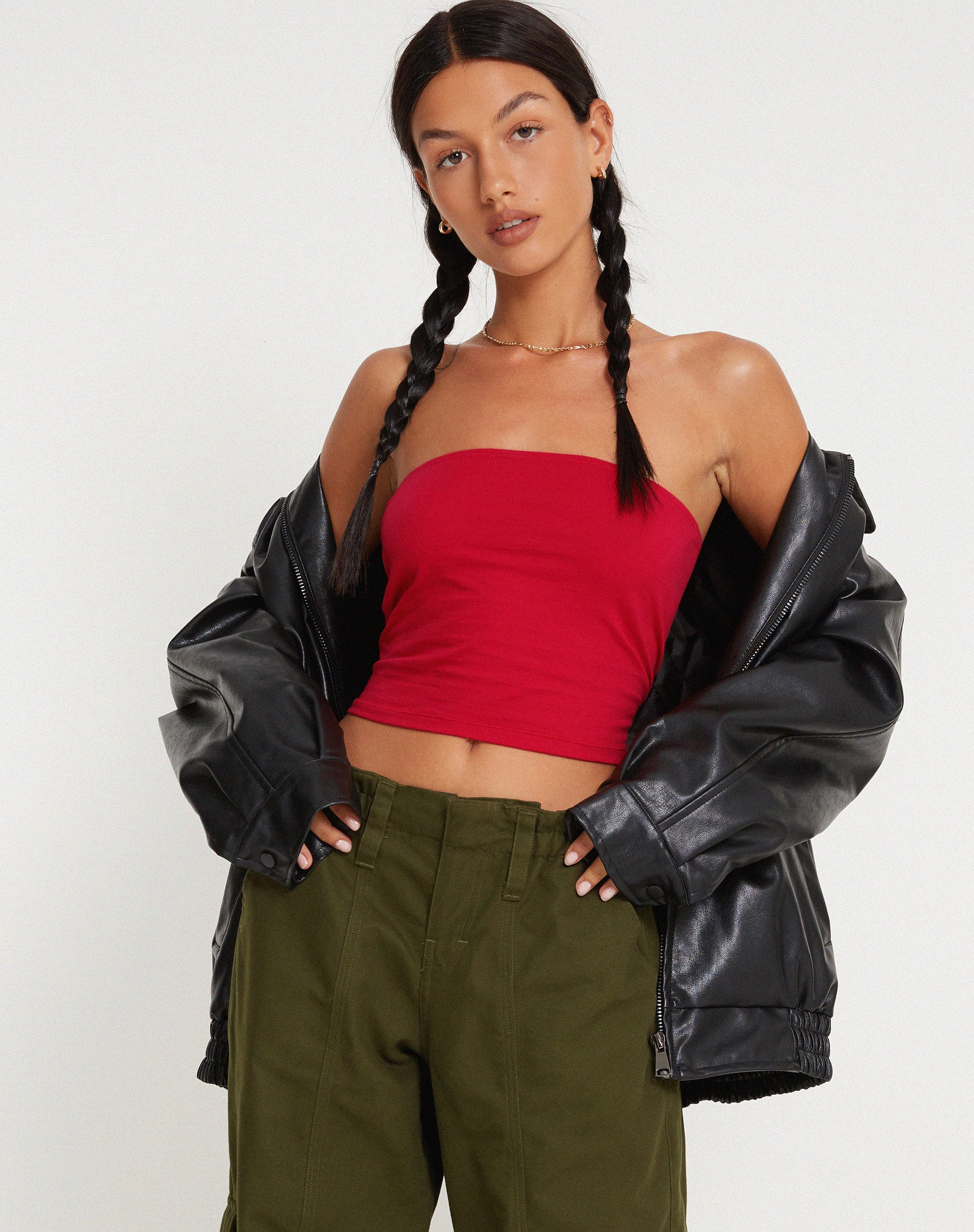Shae Bandeau Top in Racing Red - Awmao