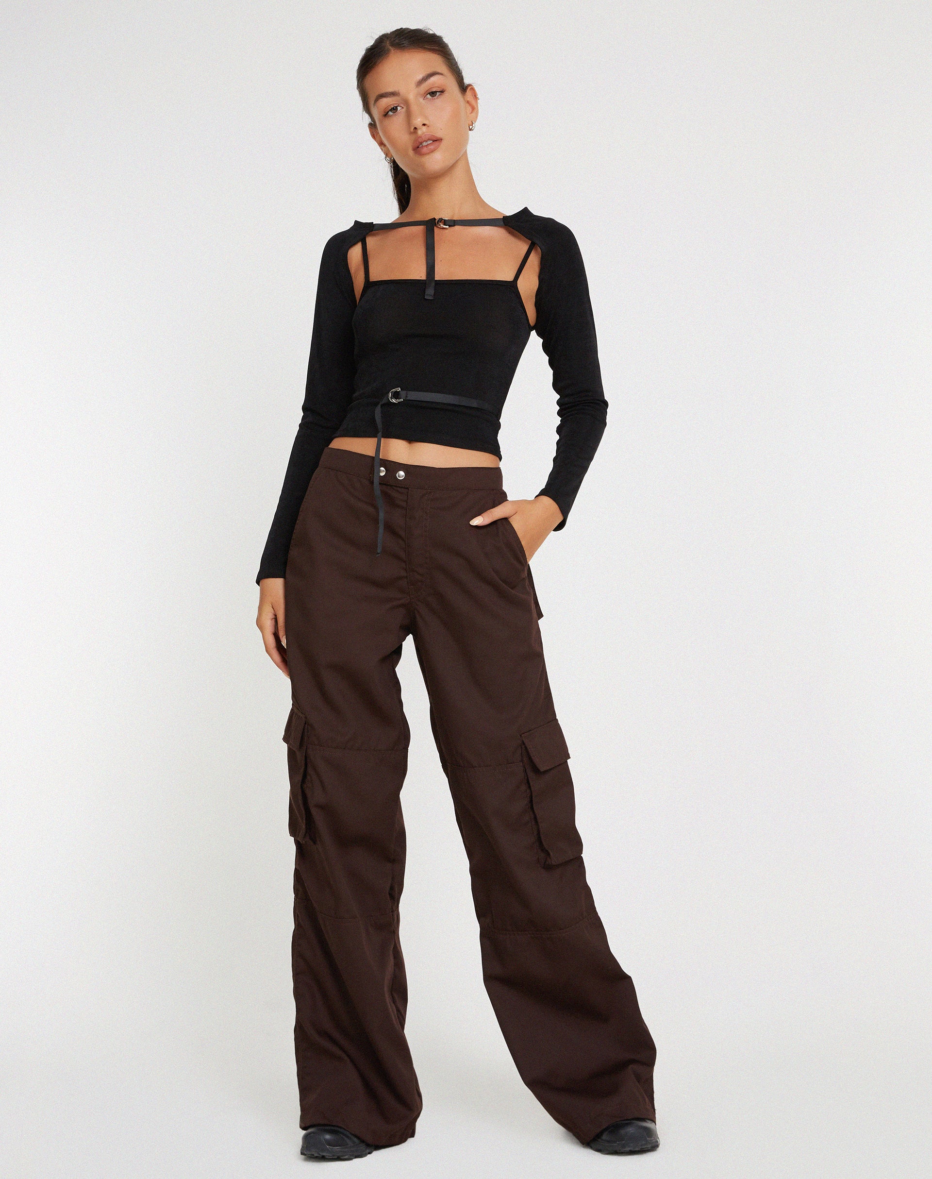 Saul Cargo Trouser in Dark Brown - Awmao