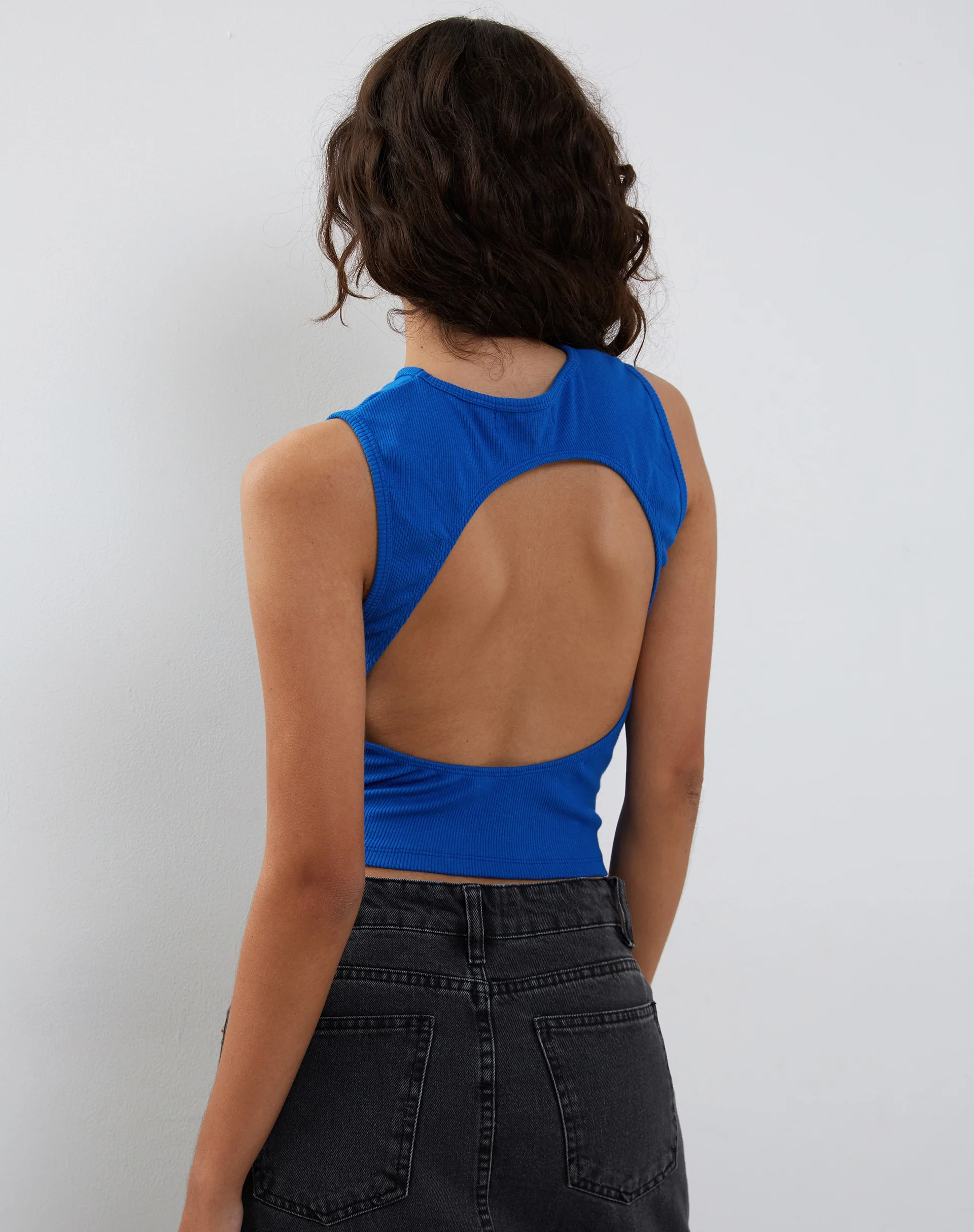 Gelsho Ribbed Open Back Tank Top in Cobalt - Awmao