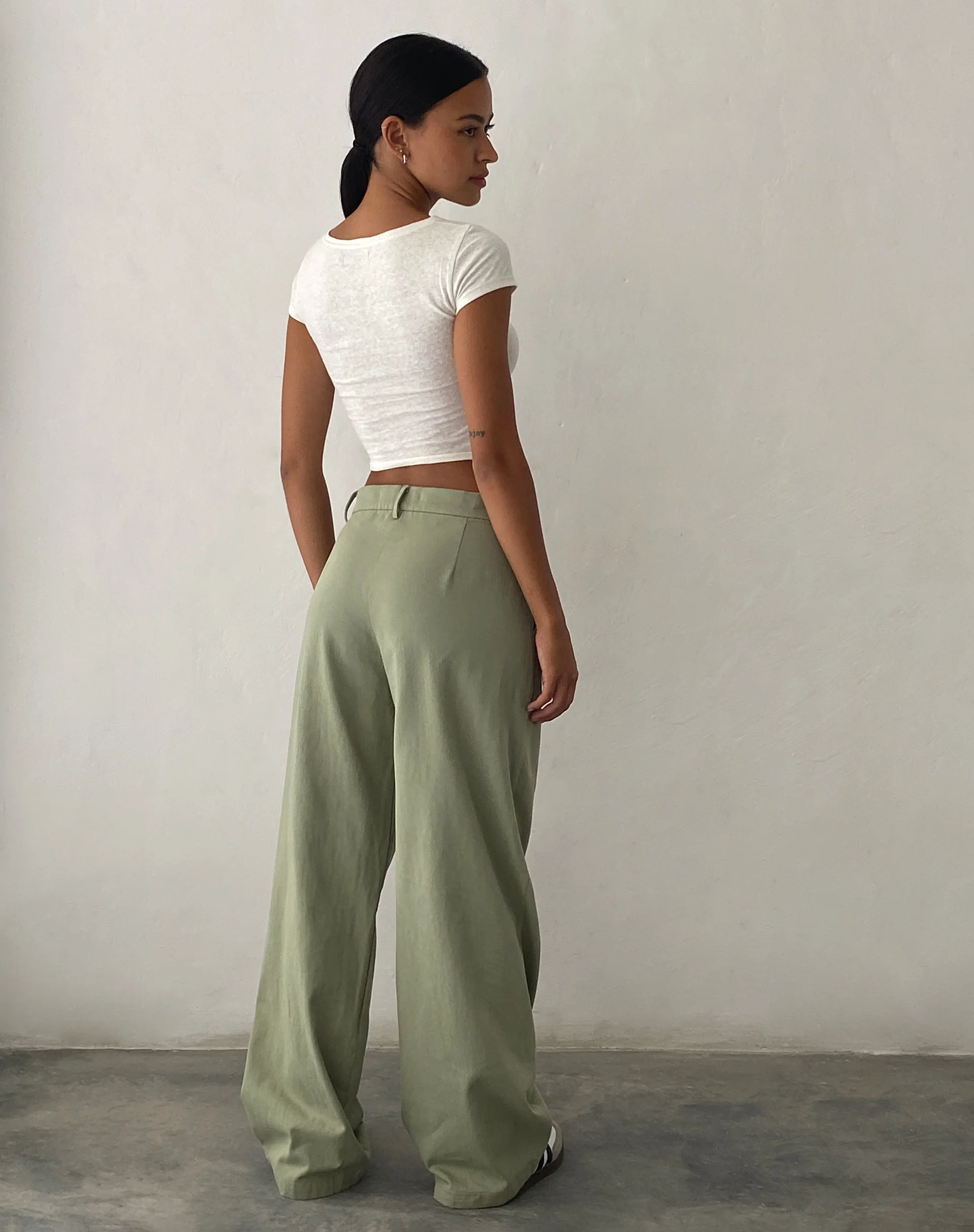Satria Extra Wide Trouser in Sage - Awmao