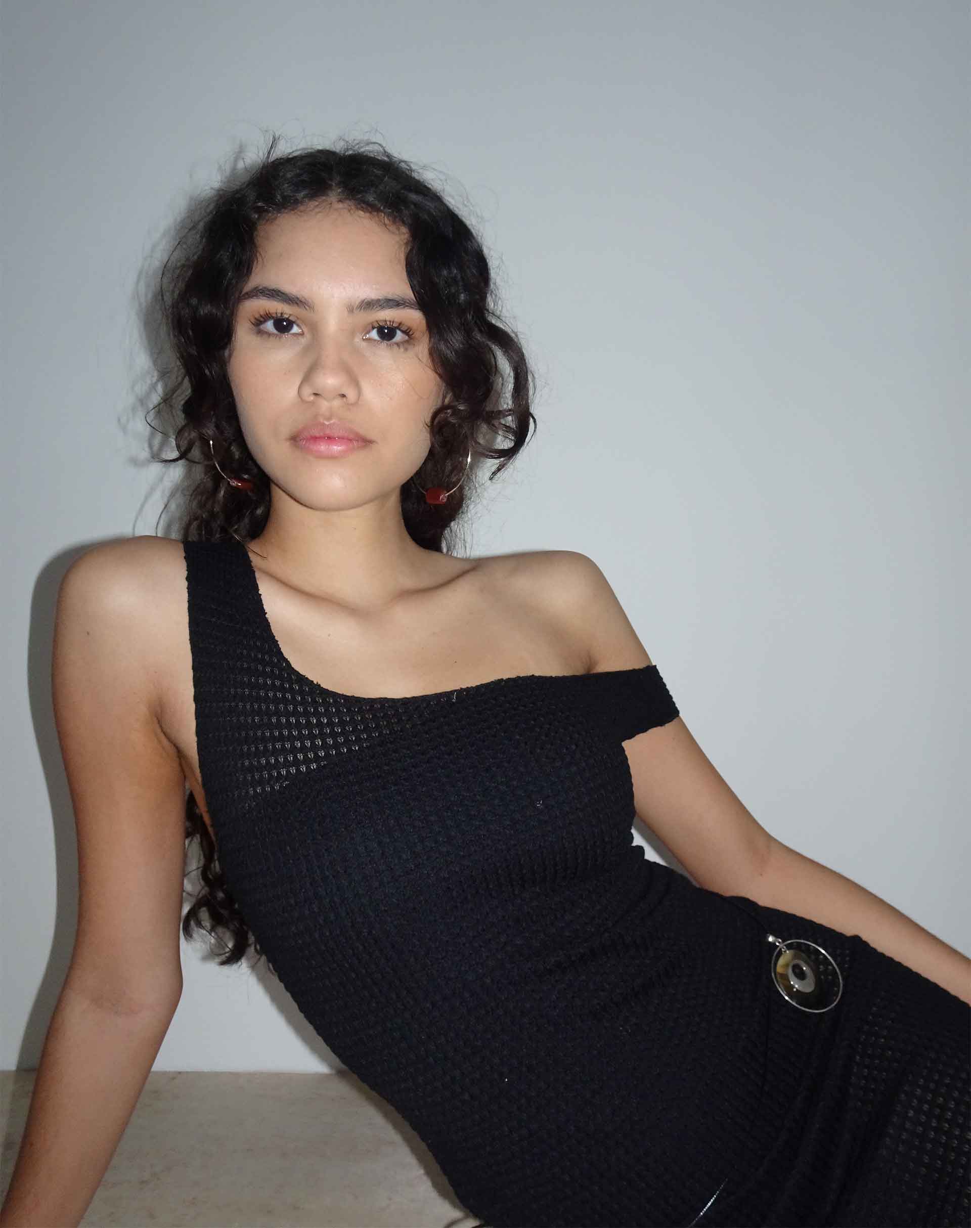 Katja Maxi Dress in Black Textured Crochet - Awmao