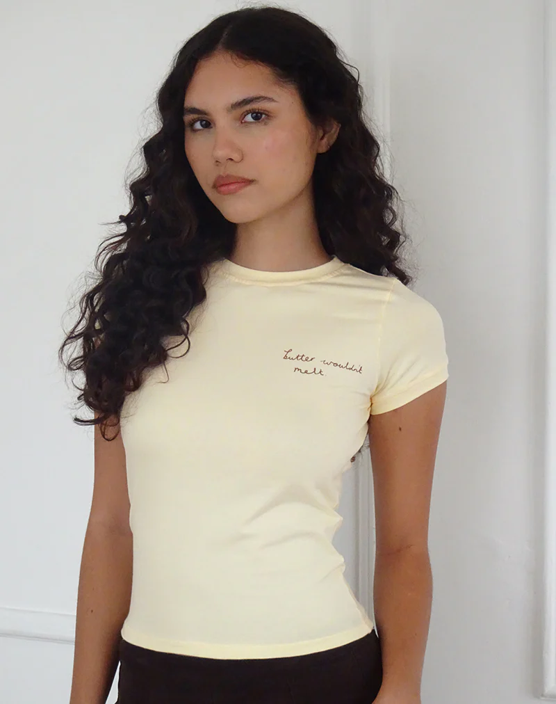 Sutin Tee in Buttermilk with Butter Wouldn't Melt Motif - Awmao