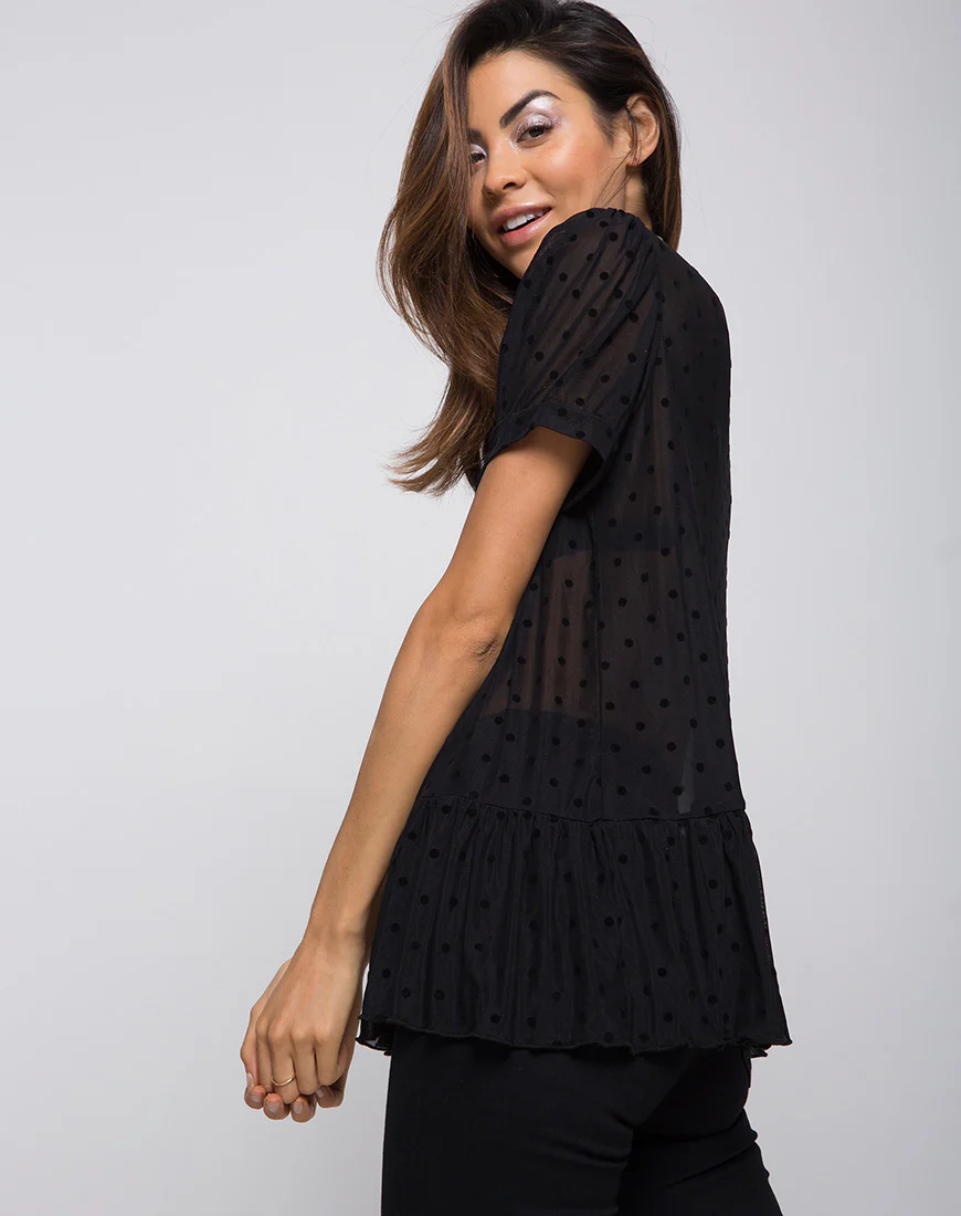 Gretta Top in Polka Net Black - Awmao