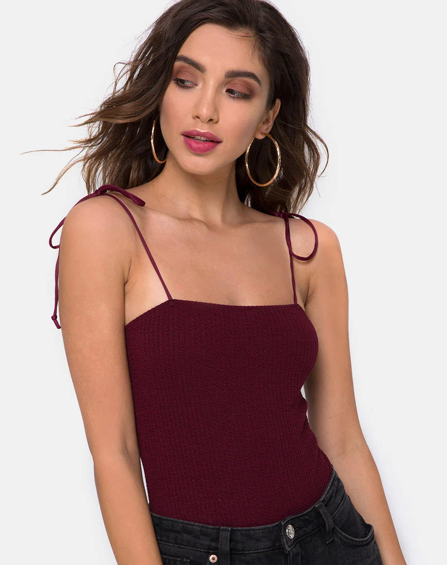 Sarela Bodice in Rib Burgundy - Awmao