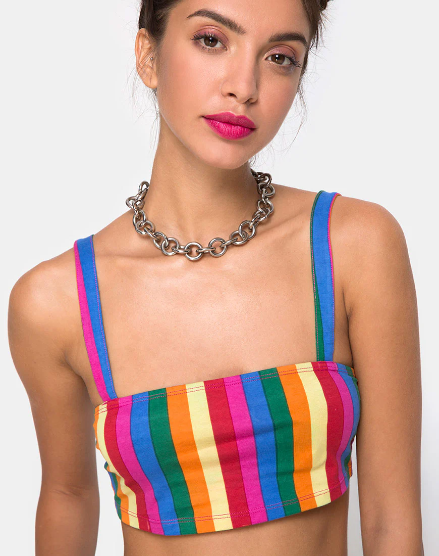 Monira Crop Top in Good Times Stripe X Princess Polly - Awmao