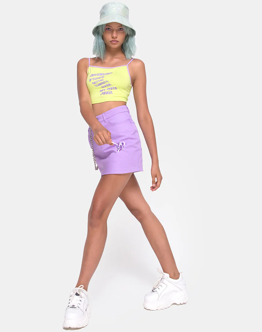 Kamla Crop Top in Lime with Instafeed Text X Top Girl - Awmao