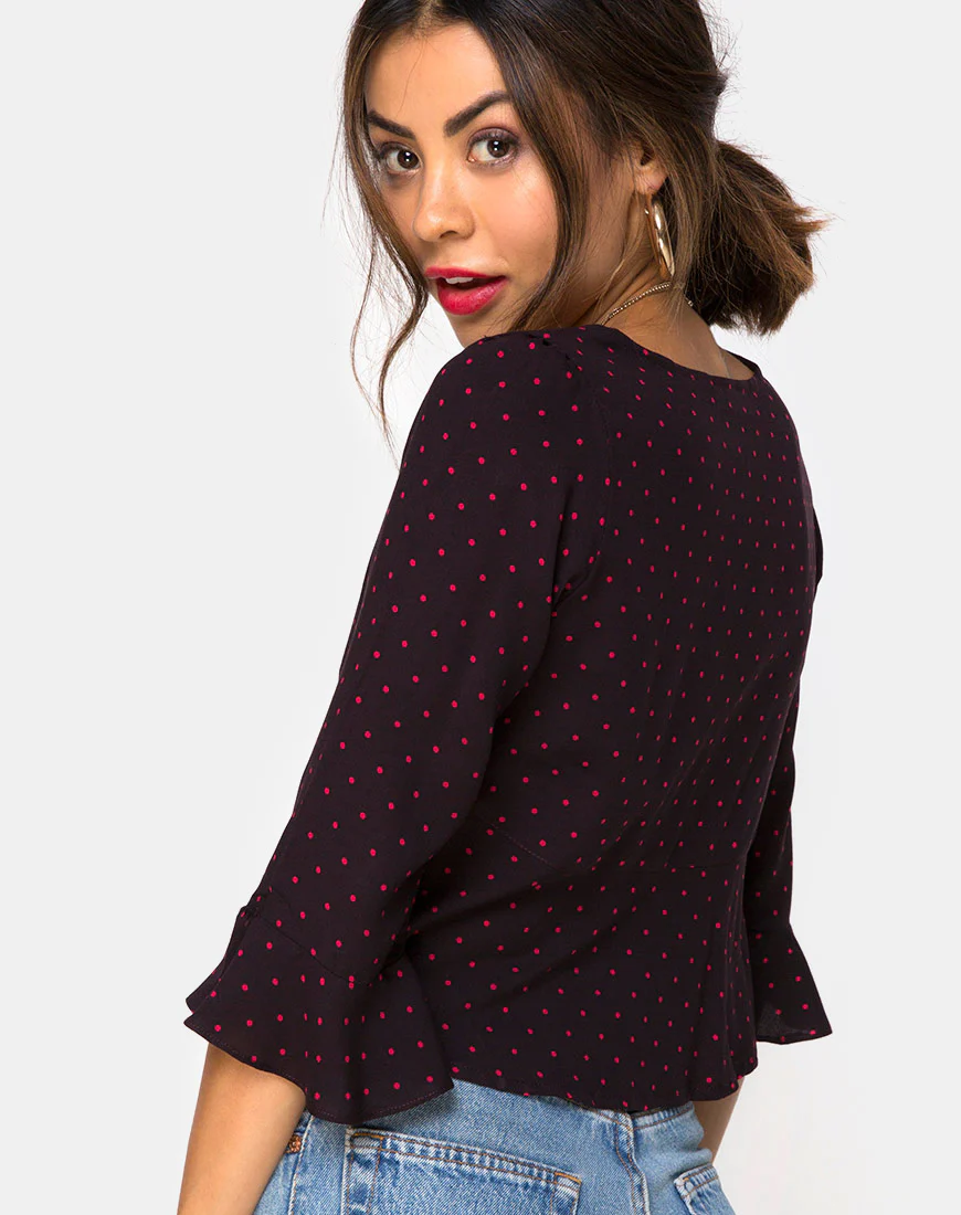 Vinequa Top in Cuban Dot Red - Awmao