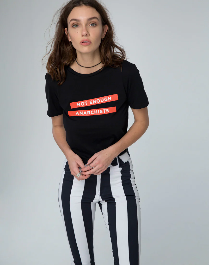 Jordan Jean in Motel Stripe Black and White - Awmao
