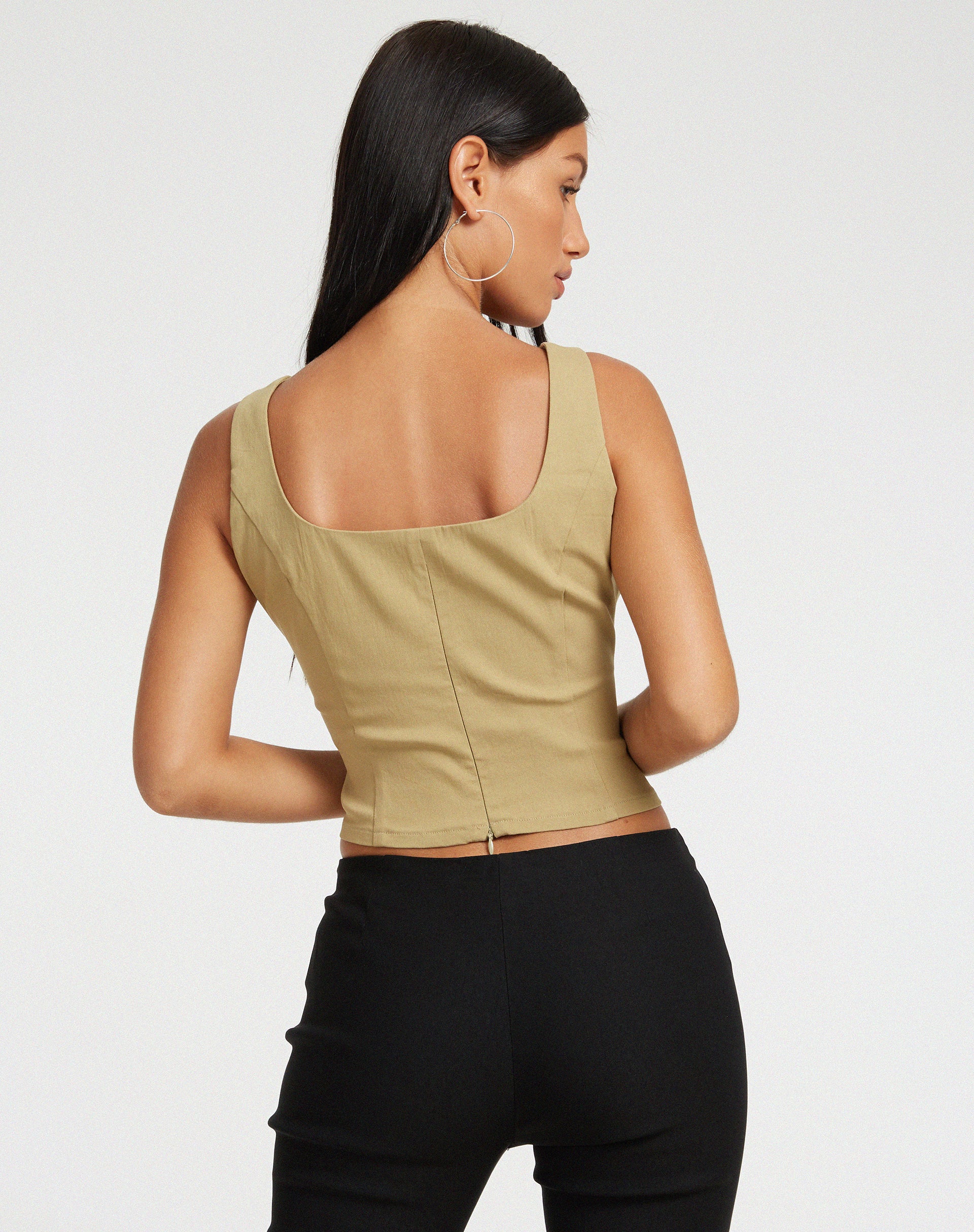 Rayuan Corset Top in Tan - Awmao