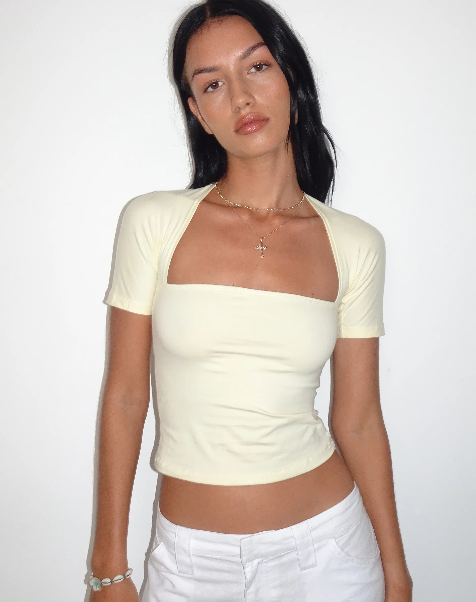 Requa Crop Top in Buttermilk - Awmao