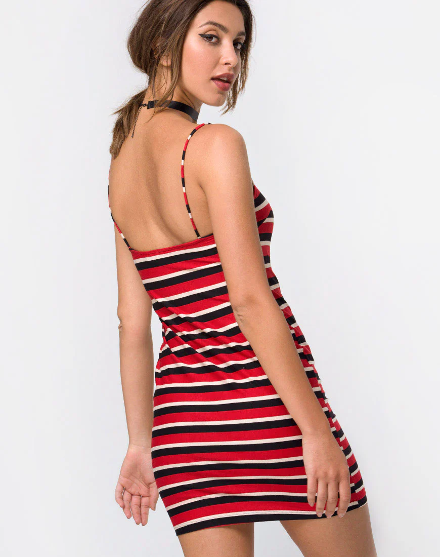Selah Bodycon Dress in Sunset Stripe Horizontal - Awmao