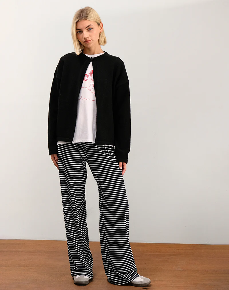 Eunice Trouser in Black and White Stripe - Awmao