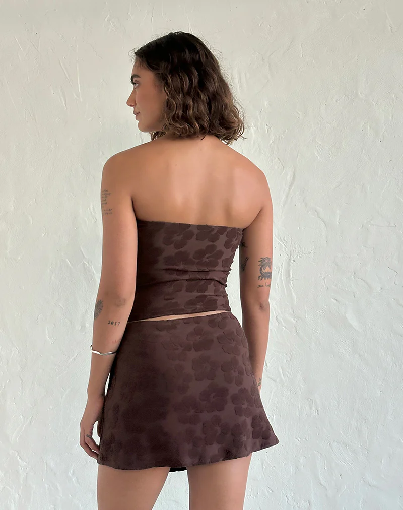 Oruto Skirt in Hibiscus Terry Brown - Awmao