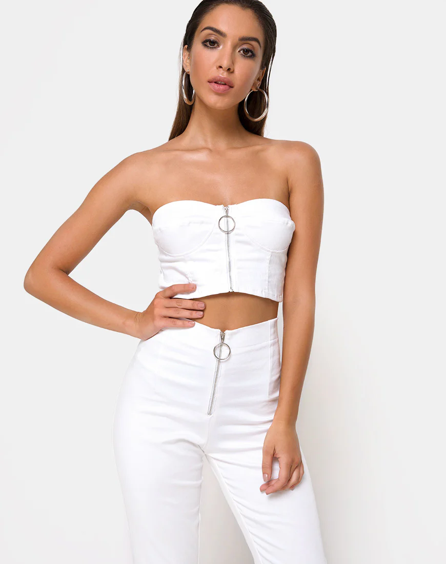 Zipshi Crop Top in White - Awmao