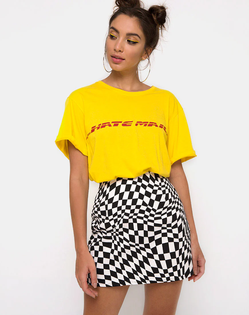 Pelmo Mini Skirt in Square Flag Black and White - Awmao