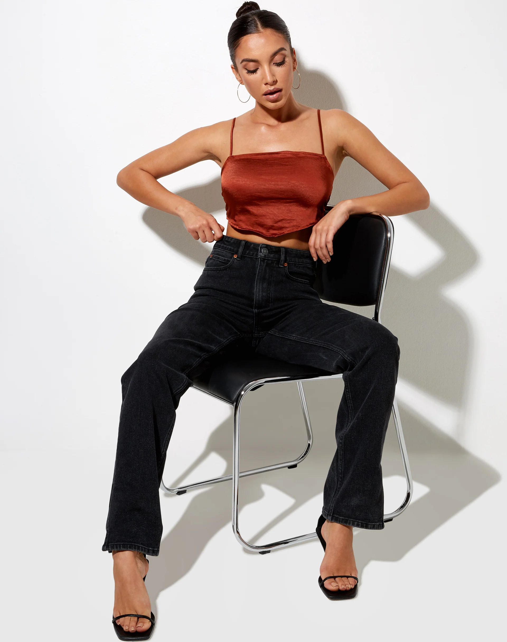 Zashe Cami Top in Satin Brick - Awmao