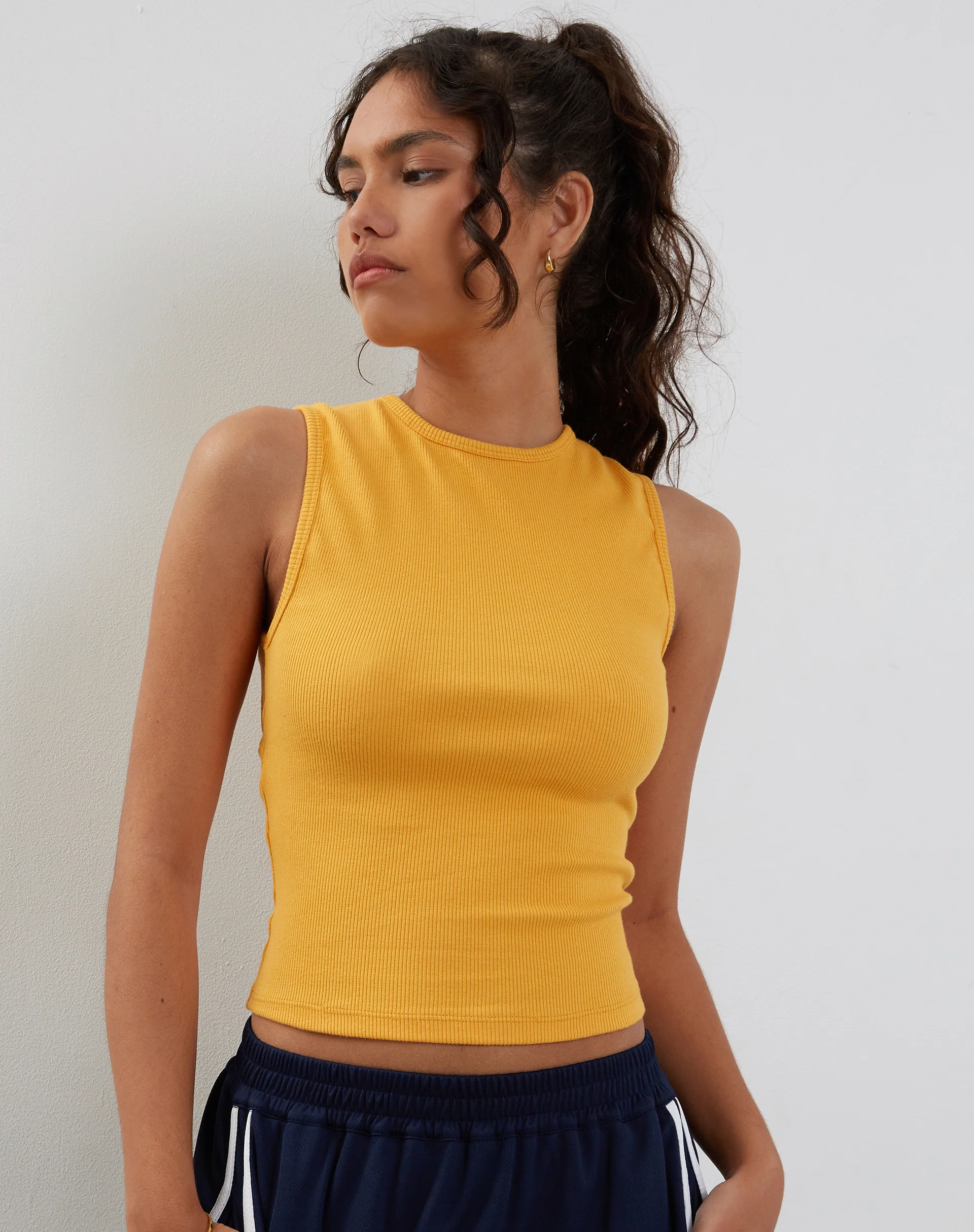 Gelsho Open Back Tank Top in Faded Orange Rib - Awmao