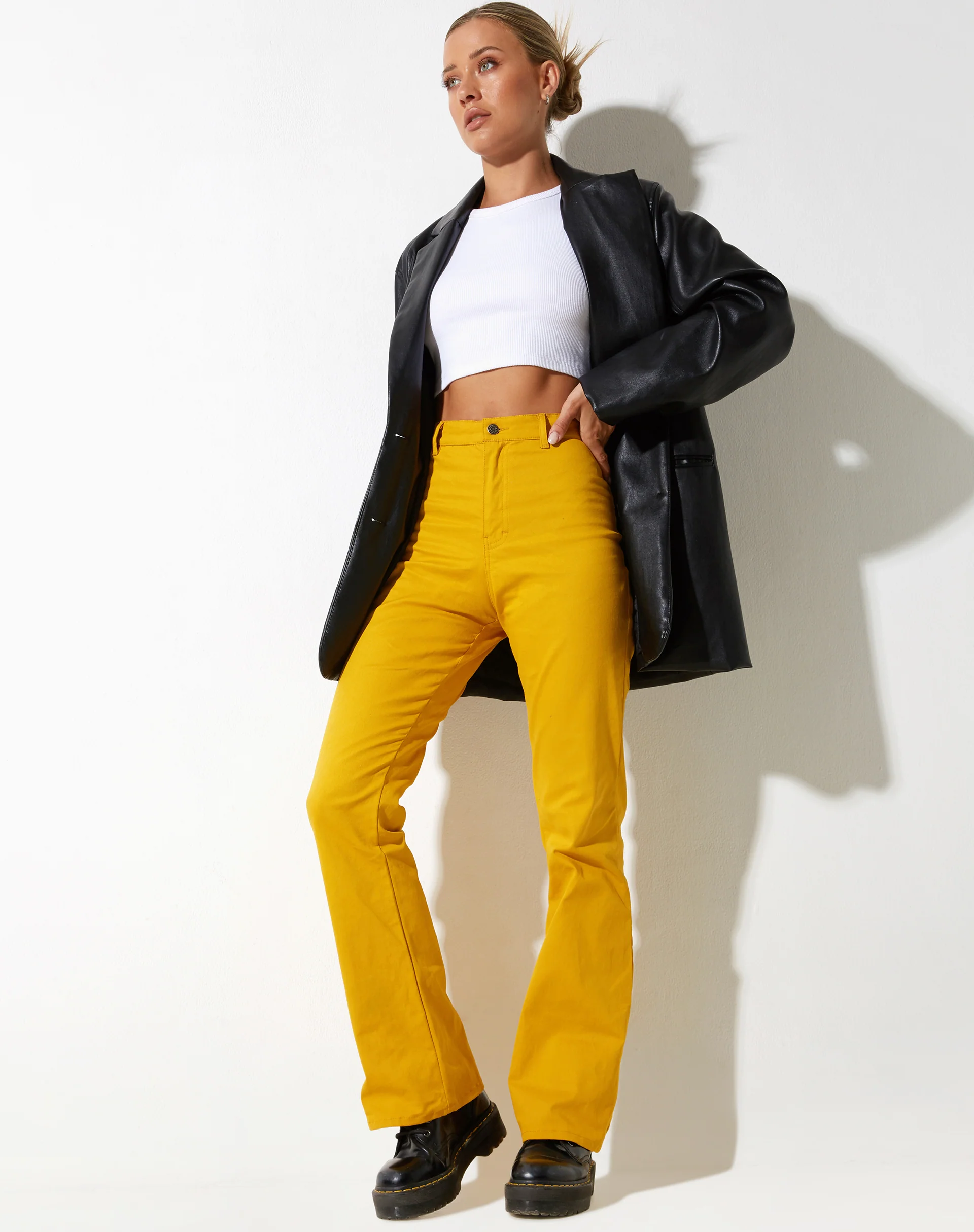Zoven Flare Trouser in Twill Sulfur Mustard - Awmao