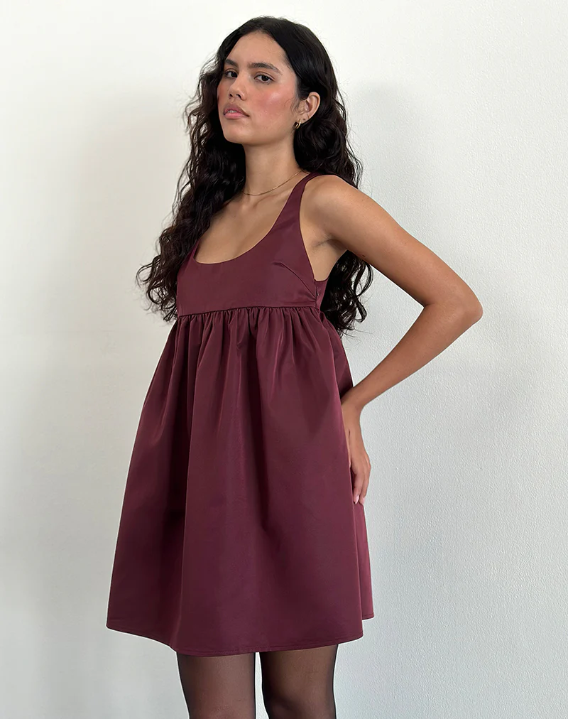 Marona Dress in Dark Berry - Awmao