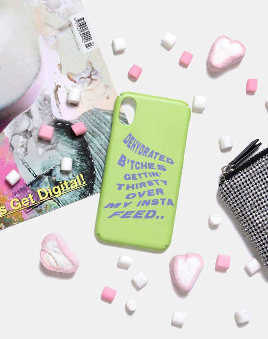 Phone Case in Matte Lime with Instafeed Text X Top Girl - Awmao