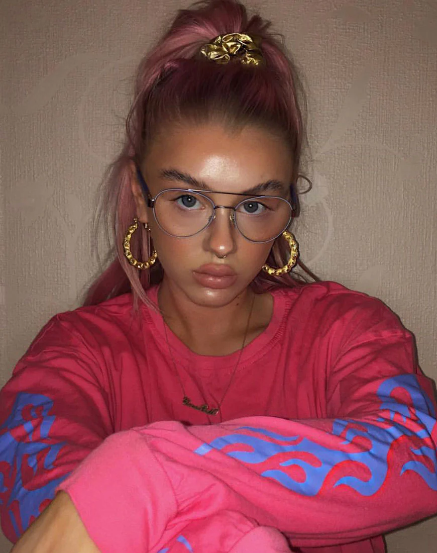 Lotsun Sweatshirt in Pink with Flame - Awmao