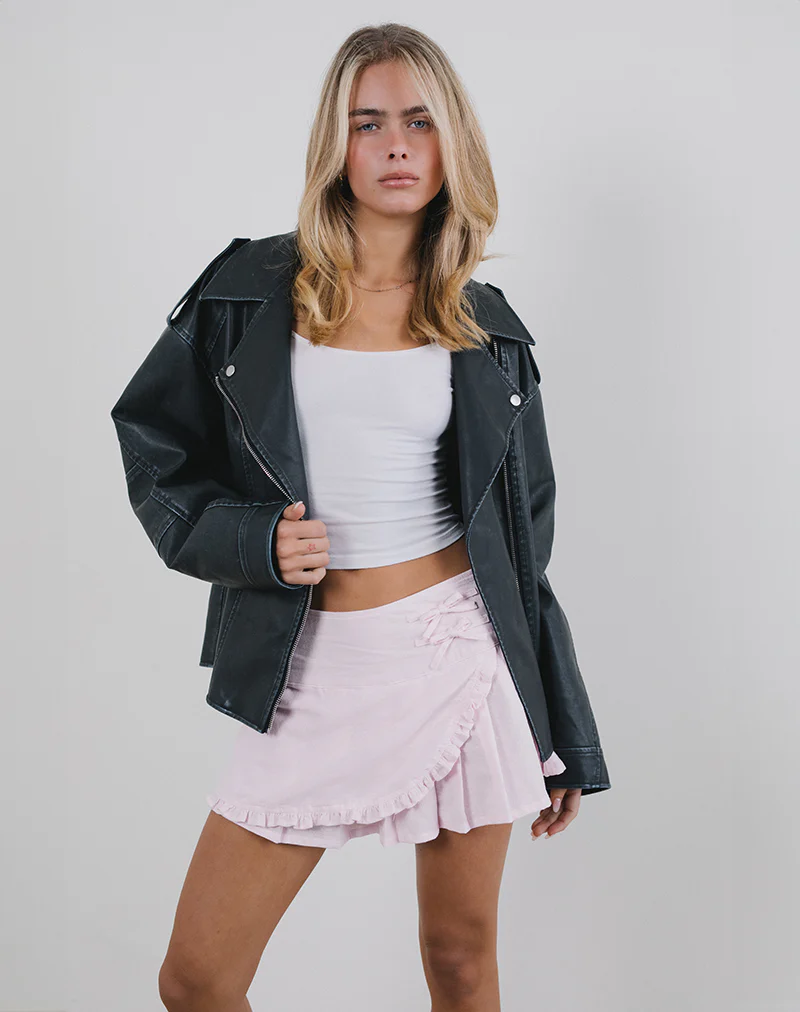 Monana Wrap Micro Skirt in Light Pink - Awmao