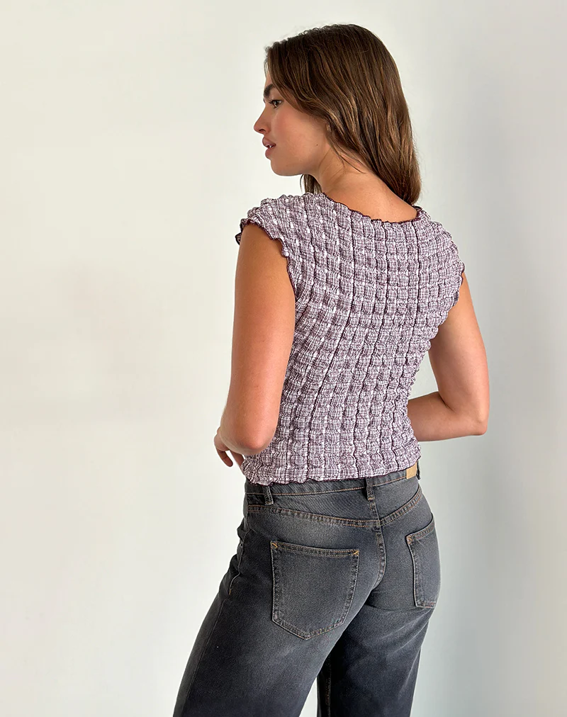 Nova Top in Bubble Gingham Brown - Awmao