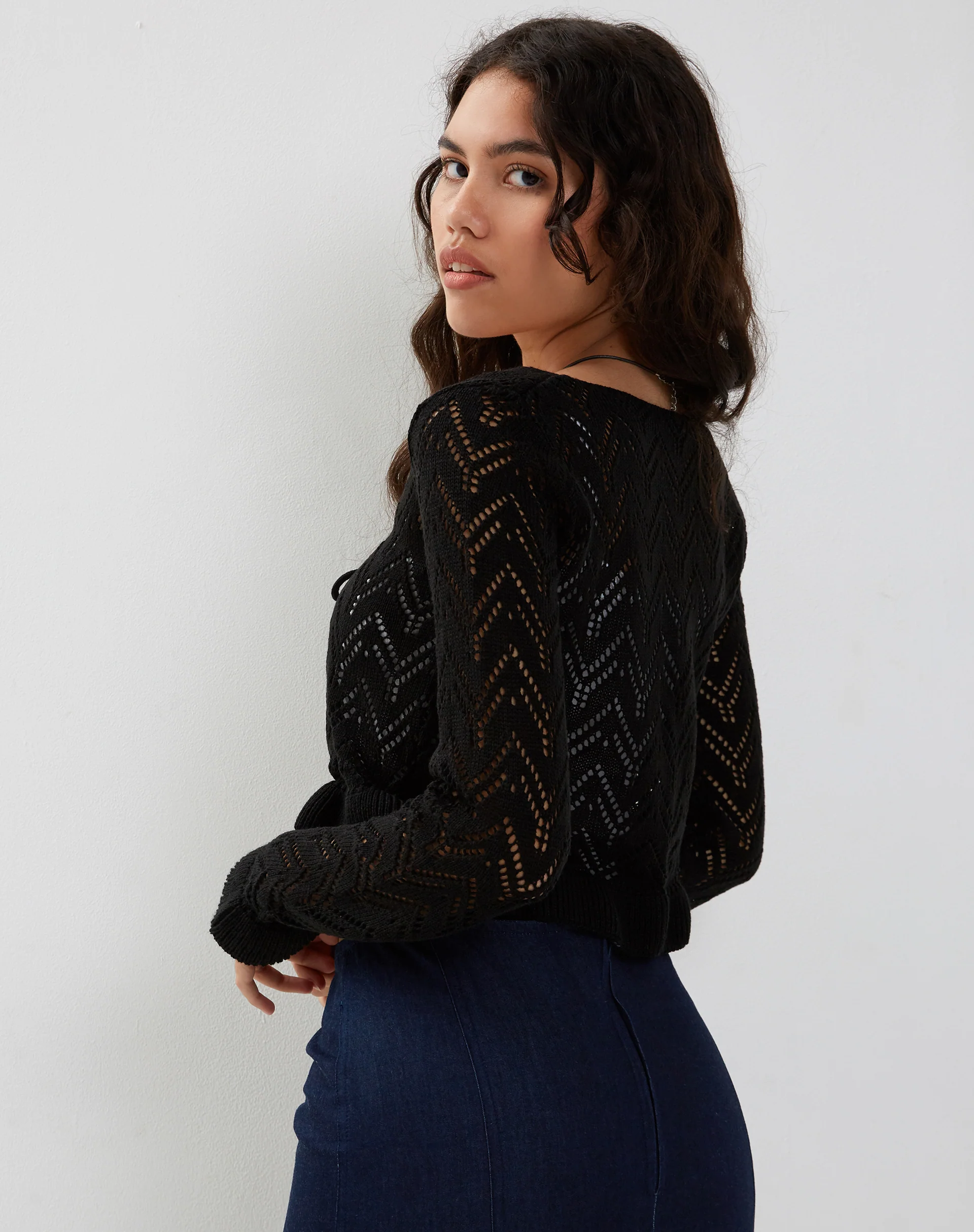 Vella Cardigan in Knitted Black - Awmao