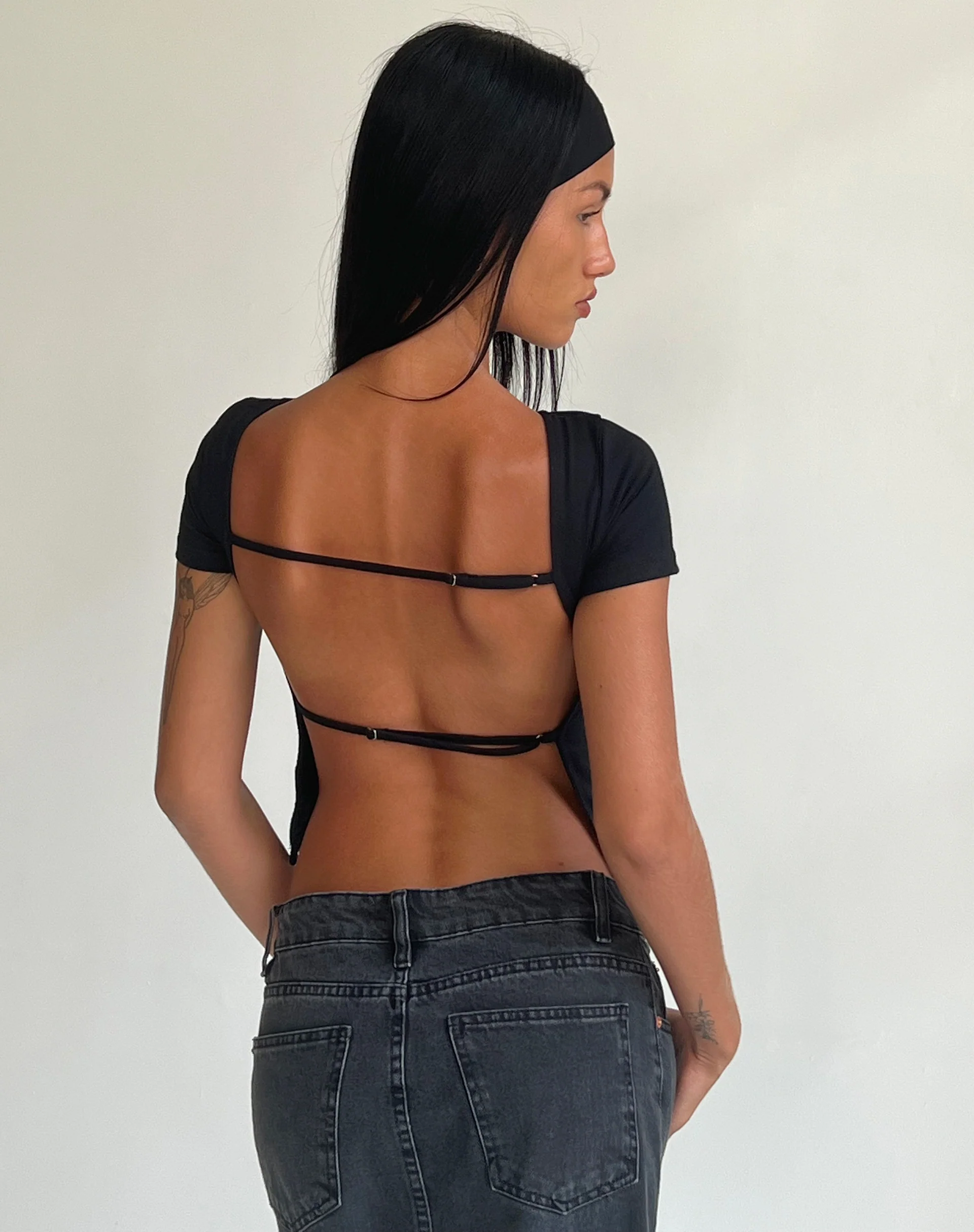 Anita Open Back Top in Black - Awmao