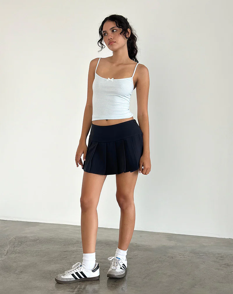 Casini Pleated Micro Skirt in Tailoring Navy - Awmao