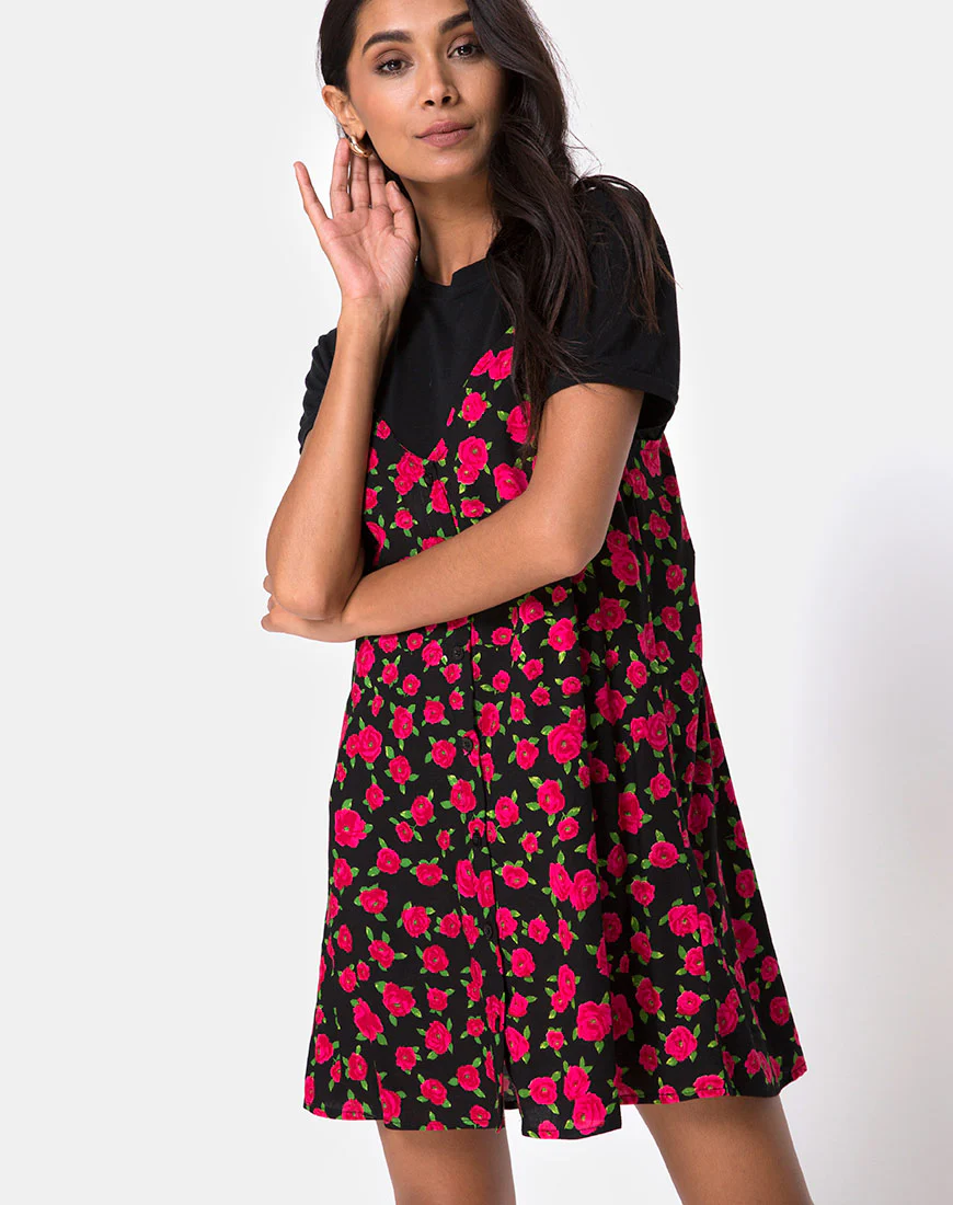 Sanna Slip Dress in Red Bloom - Awmao