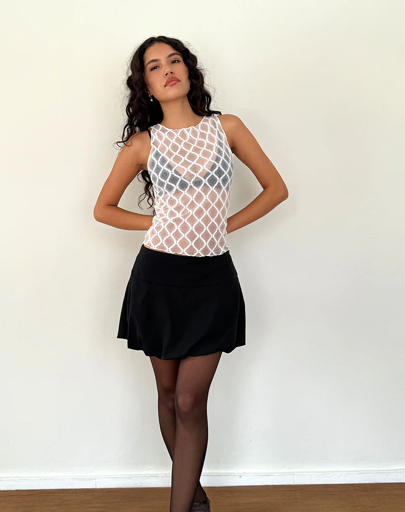 Maloe Lace Patterned Tank Top in White - Awmao