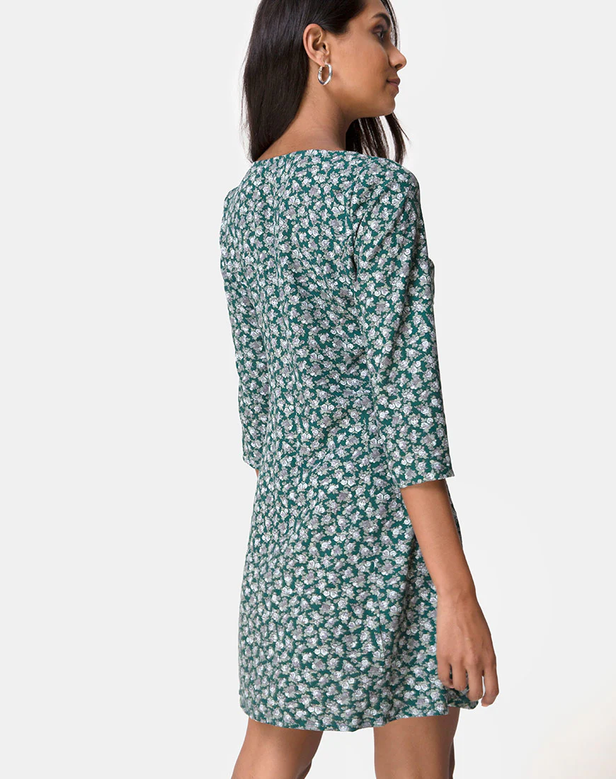 Camdy Dress in Floral Bloom Green - Awmao