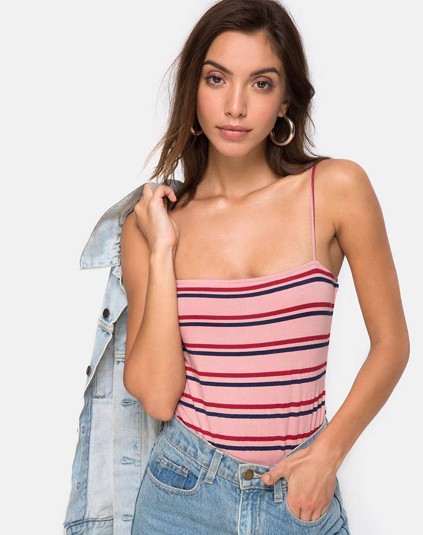 Lucia Bodice in 70's Stripe Pink Horizontal - Awmao