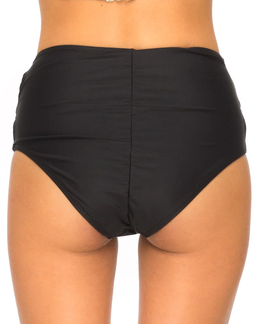 Crystal Cut Out Bikini Bottom in Black - Awmao