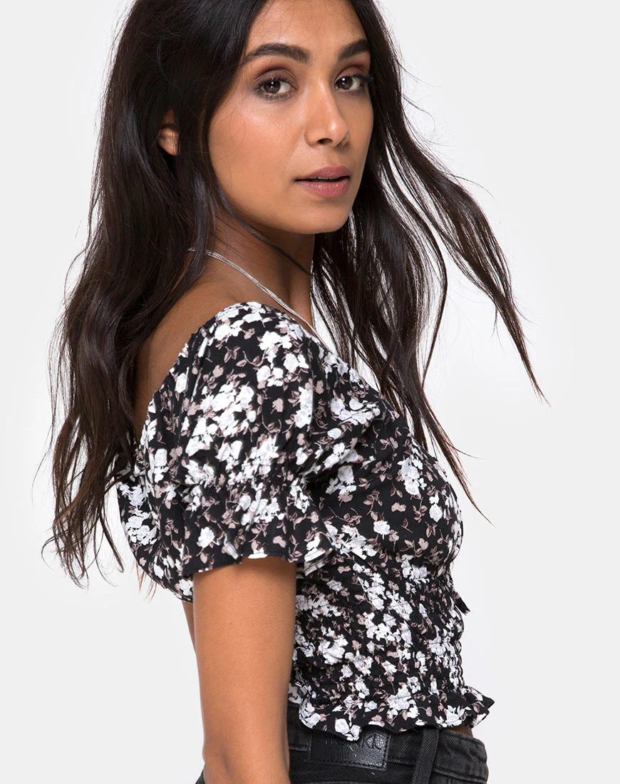 Evony Top in Dark Wild Flower - Awmao