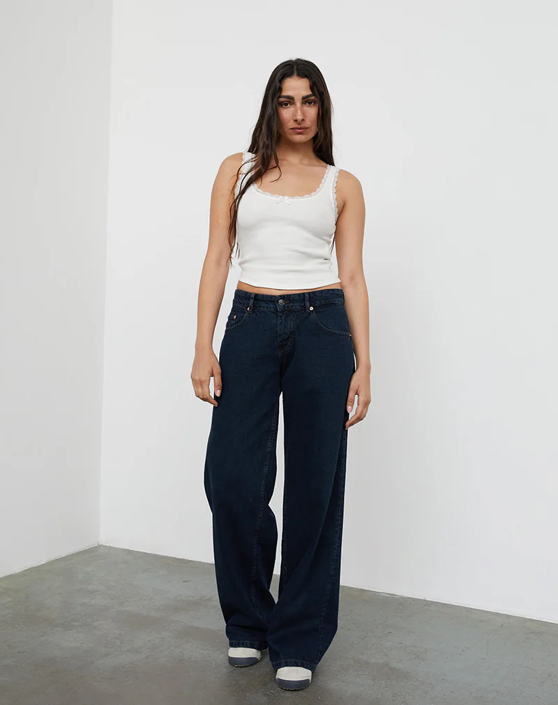 Low Rise Roomy Jeans in Blue Ink - Awmao