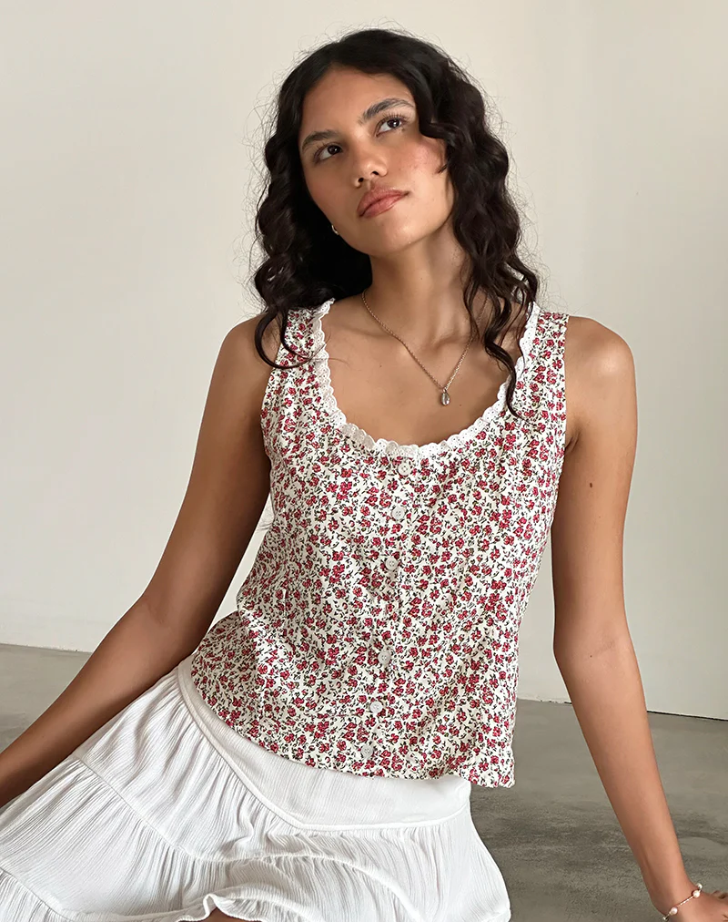 Grodita Vest Top in Pretty Ditsy - Awmao